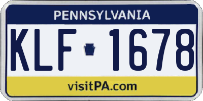 PA license plate KLF1678