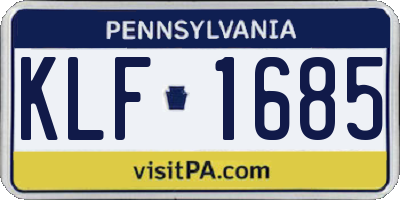 PA license plate KLF1685