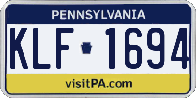 PA license plate KLF1694