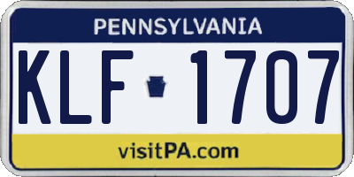 PA license plate KLF1707