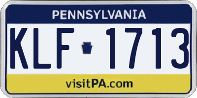 PA license plate KLF1713