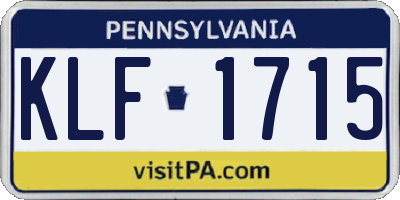 PA license plate KLF1715