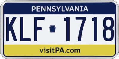 PA license plate KLF1718