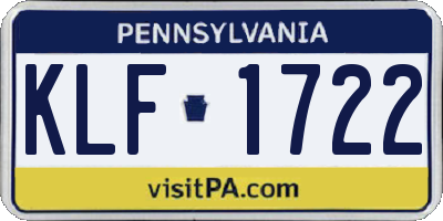 PA license plate KLF1722