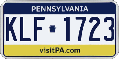 PA license plate KLF1723