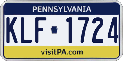 PA license plate KLF1724