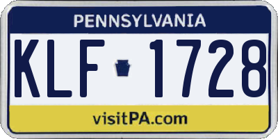 PA license plate KLF1728