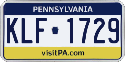 PA license plate KLF1729