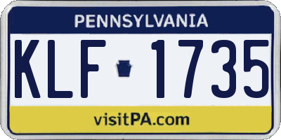 PA license plate KLF1735