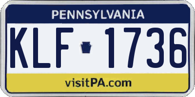 PA license plate KLF1736