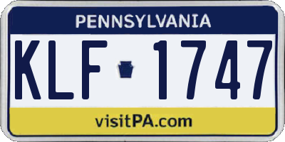 PA license plate KLF1747