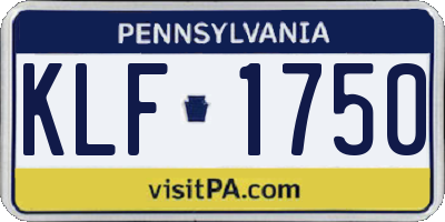 PA license plate KLF1750