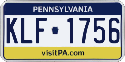 PA license plate KLF1756