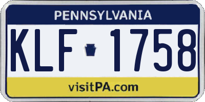 PA license plate KLF1758