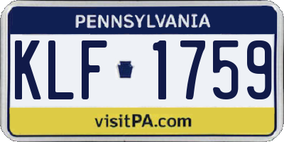 PA license plate KLF1759