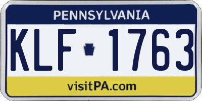 PA license plate KLF1763