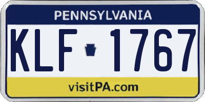 PA license plate KLF1767