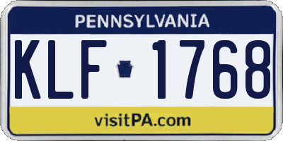 PA license plate KLF1768