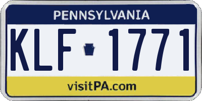 PA license plate KLF1771