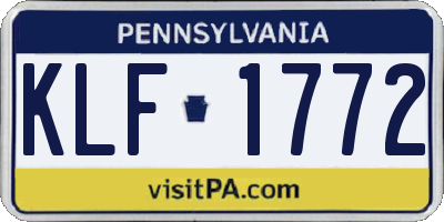 PA license plate KLF1772