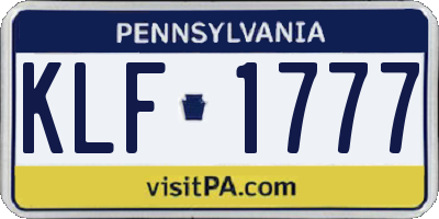 PA license plate KLF1777
