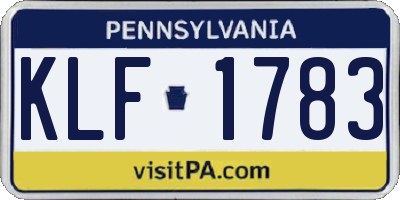 PA license plate KLF1783