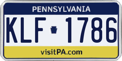 PA license plate KLF1786