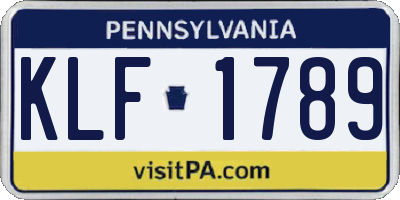 PA license plate KLF1789