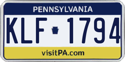 PA license plate KLF1794