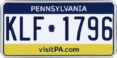PA license plate KLF1796