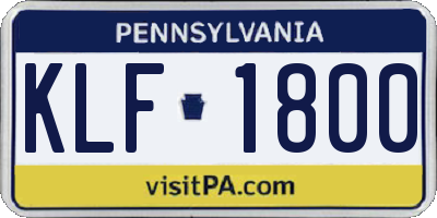 PA license plate KLF1800