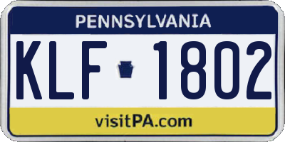 PA license plate KLF1802