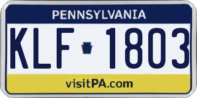 PA license plate KLF1803