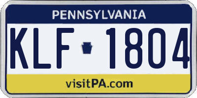 PA license plate KLF1804