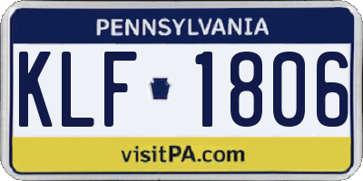 PA license plate KLF1806