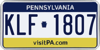 PA license plate KLF1807