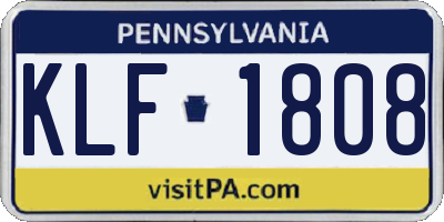 PA license plate KLF1808