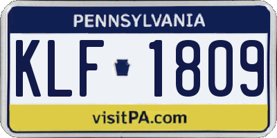 PA license plate KLF1809