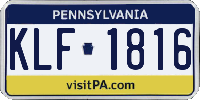 PA license plate KLF1816