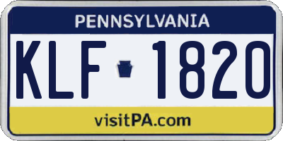 PA license plate KLF1820