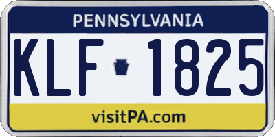 PA license plate KLF1825