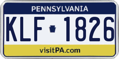 PA license plate KLF1826