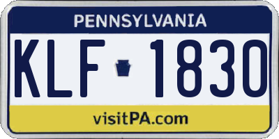 PA license plate KLF1830