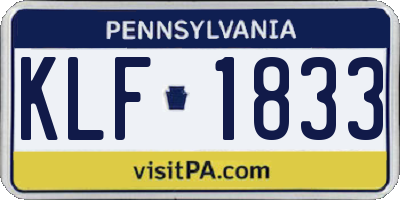PA license plate KLF1833
