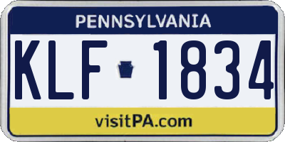 PA license plate KLF1834