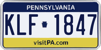 PA license plate KLF1847