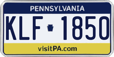 PA license plate KLF1850