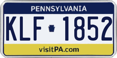PA license plate KLF1852