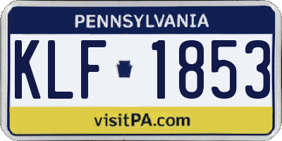 PA license plate KLF1853