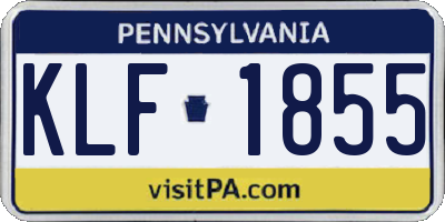 PA license plate KLF1855